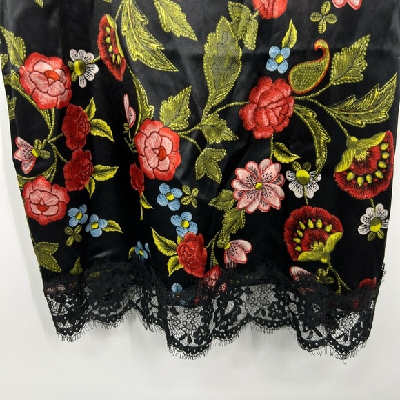 JustFab Slip Dress Satin Floral Lace Trim - Picture 6 of 11